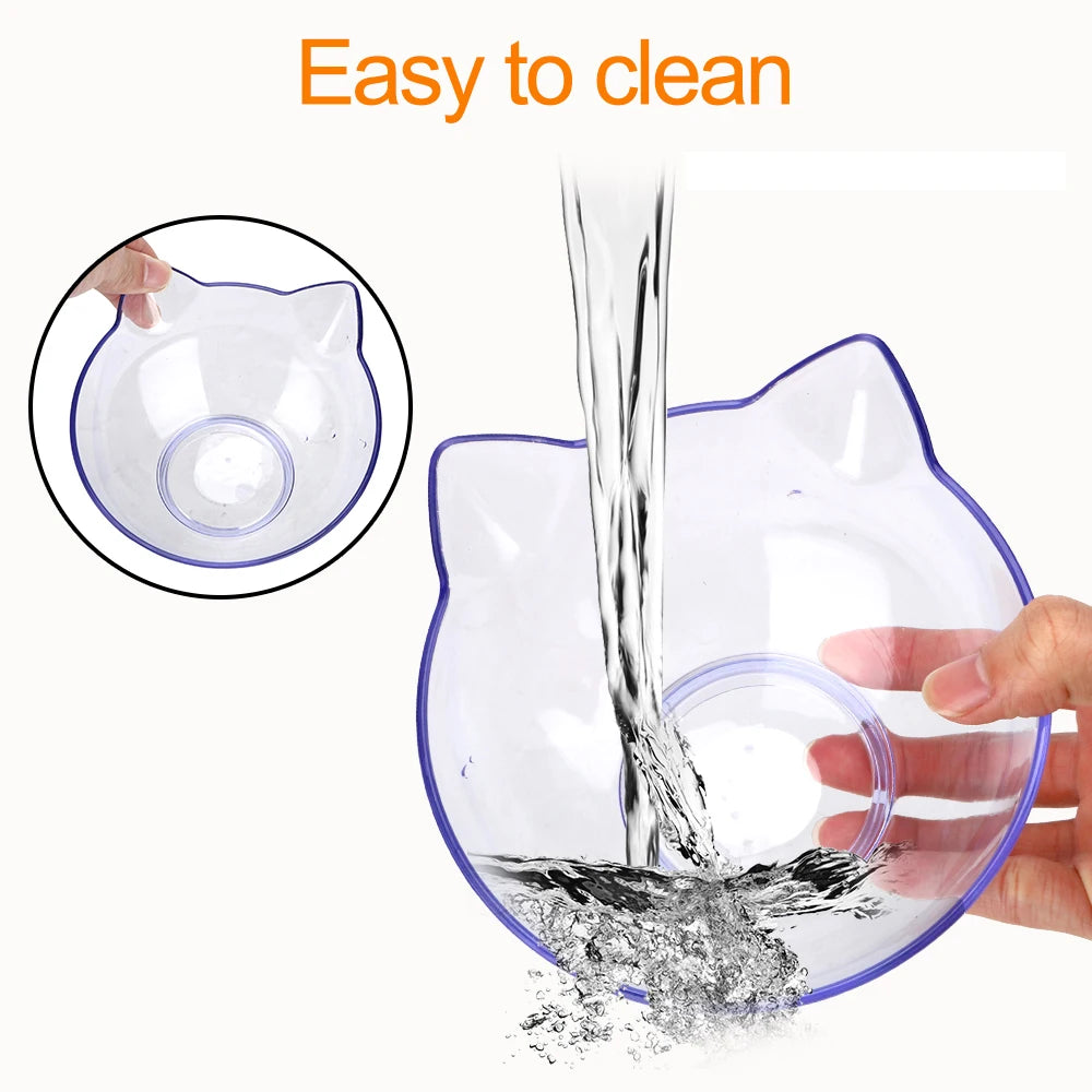 Transparent Non-Slip Pet Bowl with Stand – For Cats & Dogs