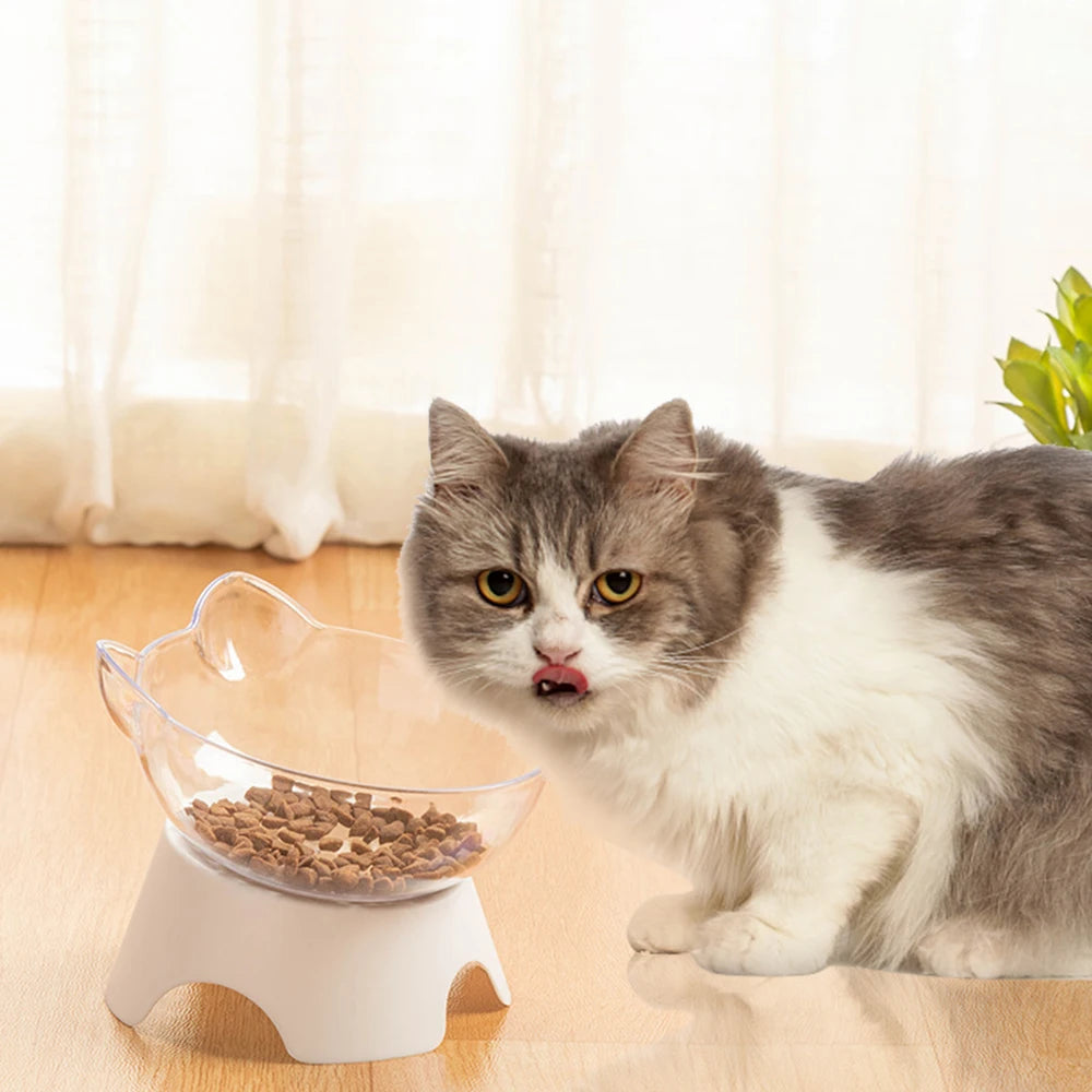 Transparent Non-Slip Pet Bowl with Stand – For Cats & Dogs