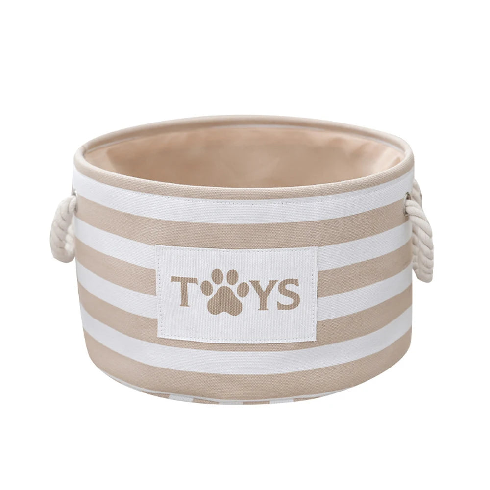 Striped Pet Toy Storage Basket