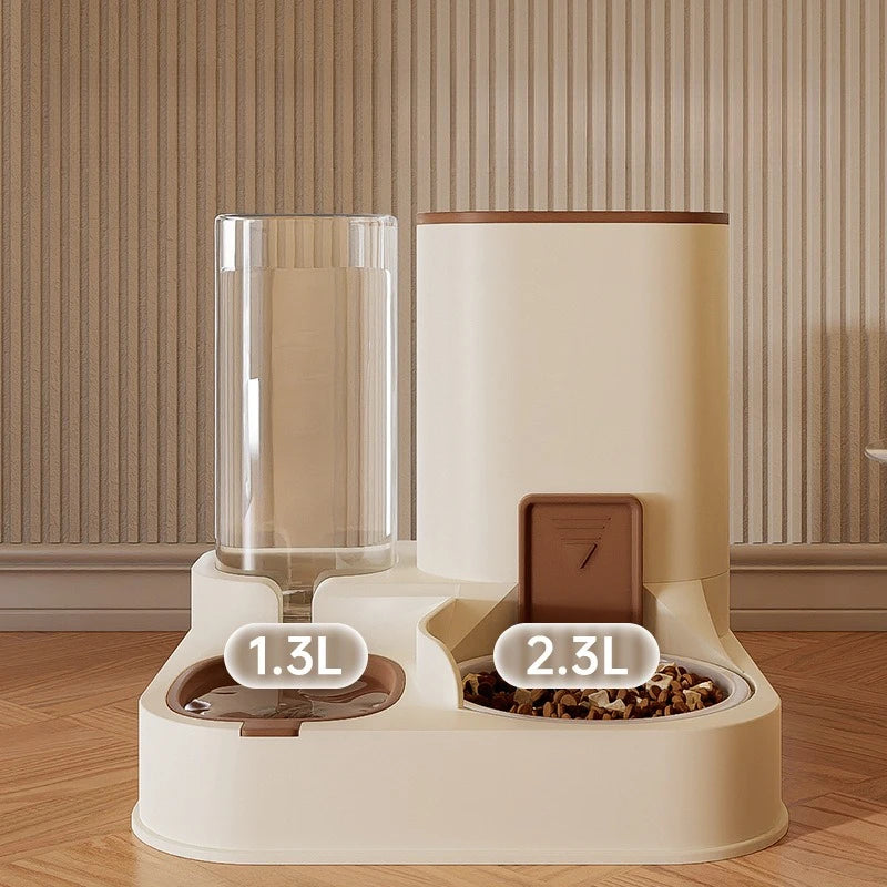 Pet Feeding Station with Food Bowl and Automatic Water Fountain