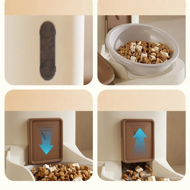 Pet Feeding Station with Food Bowl and Automatic Water Fountain