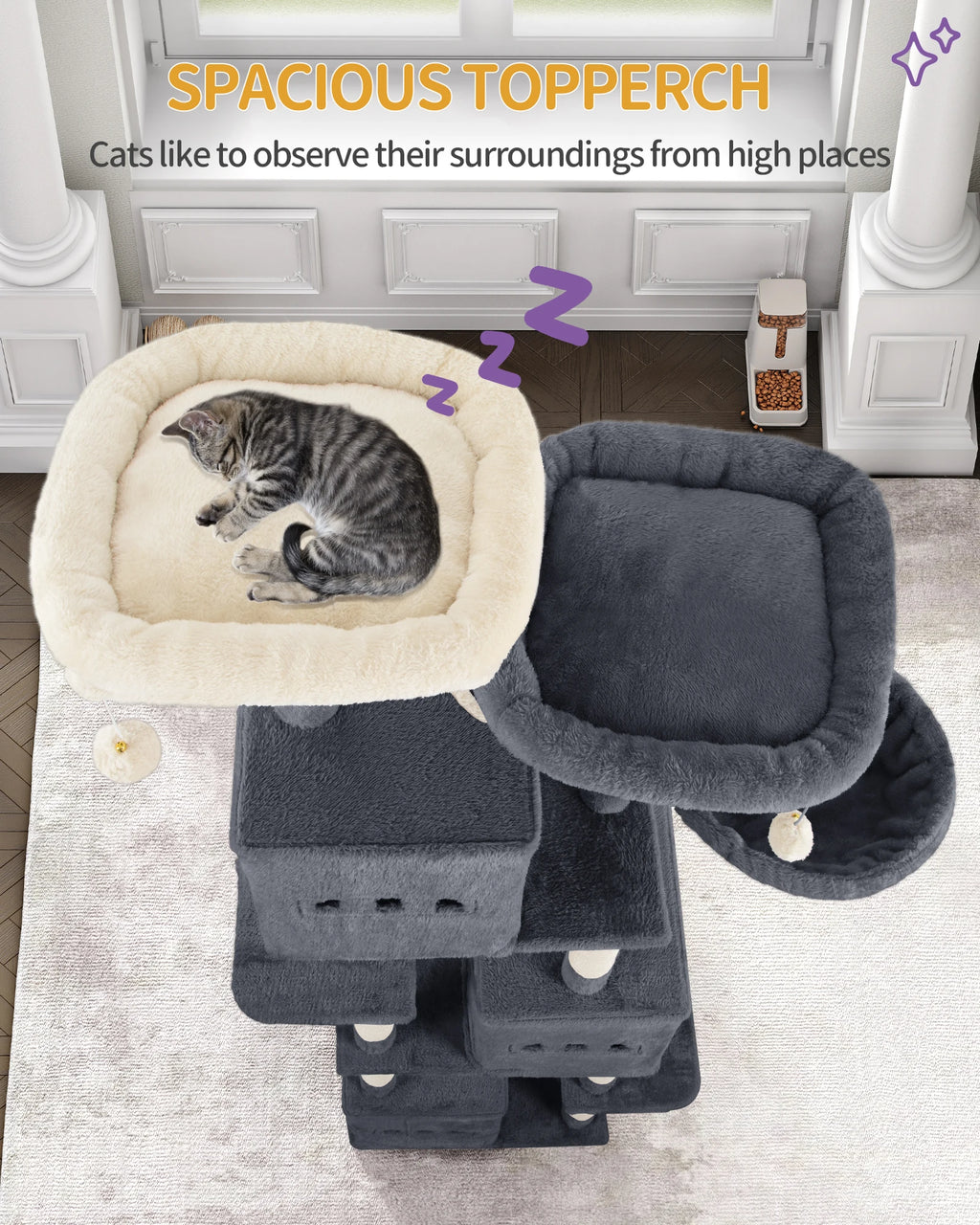 193cm Large Cat Tree – Multi-Level Tower with 2 Platforms, 3 Condos & 7 Scratching Posts
