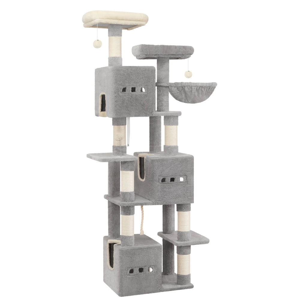 193cm Large Cat Tree – Multi-Level Tower with 2 Platforms, 3 Condos & 7 Scratching Posts