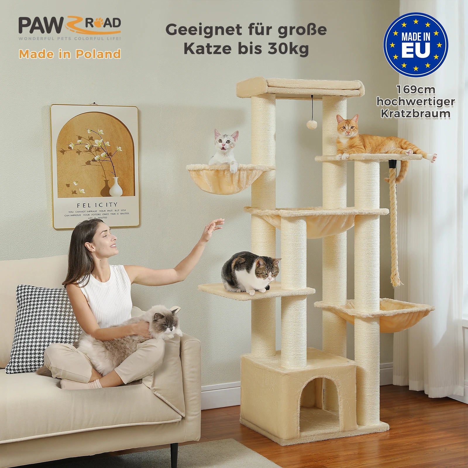 Big Cat Tree for Large Cats 11 Sisal Posts