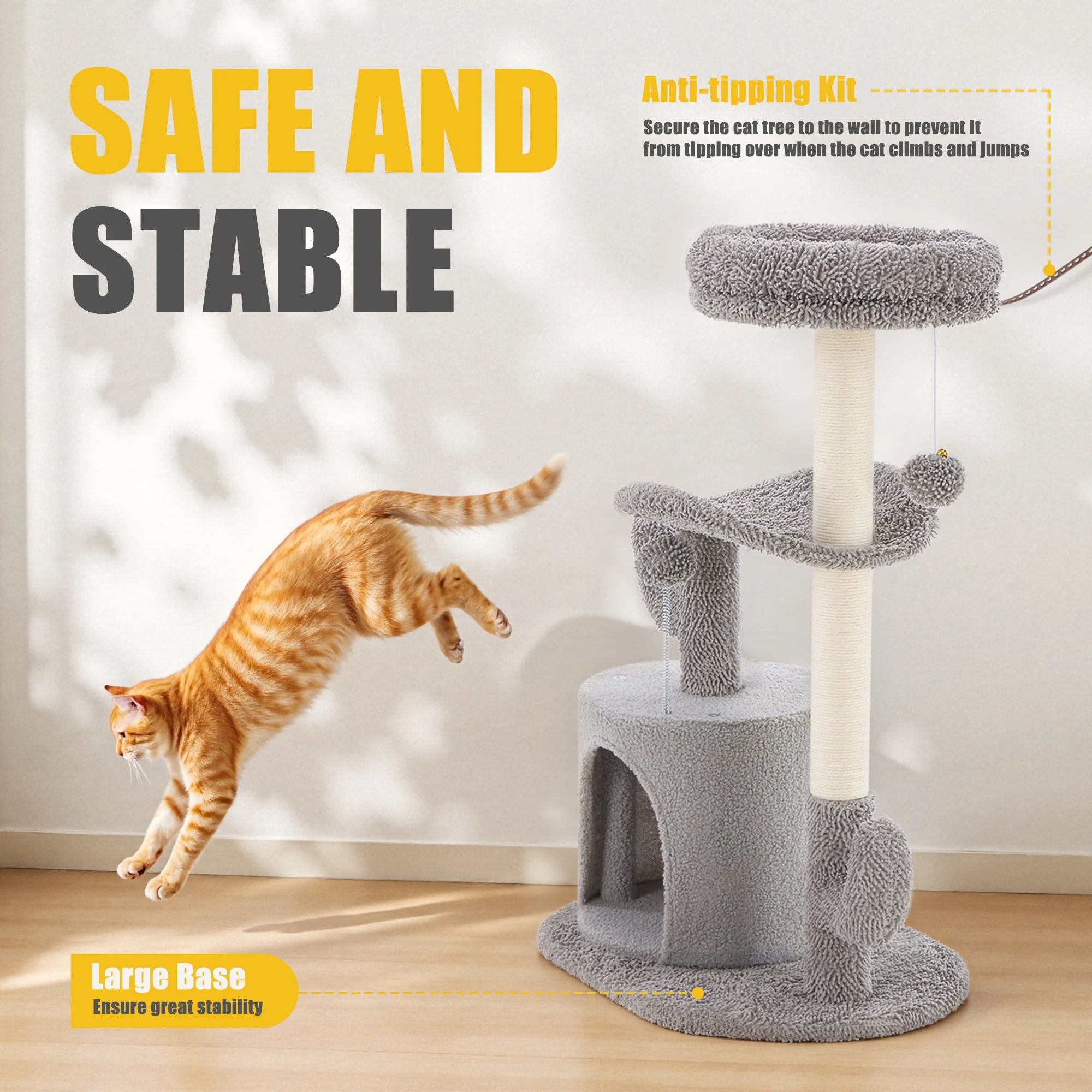 33” Multi-Level Cat Tree with Sisal Scratching Post