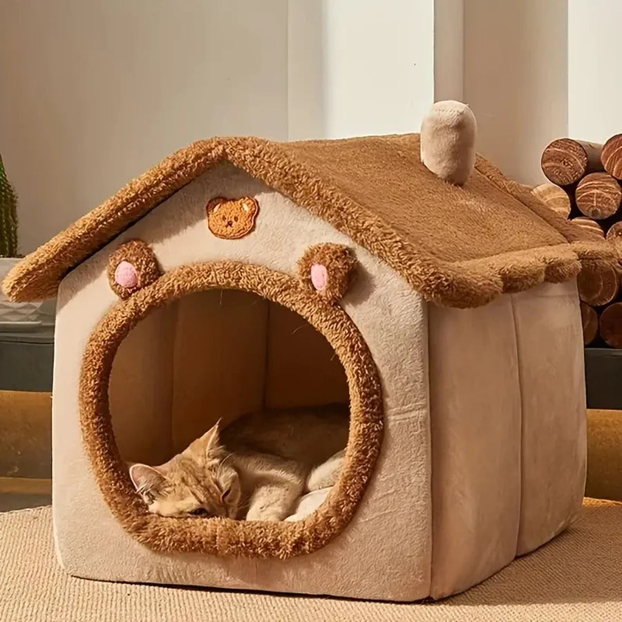 Washable Foldable Cat Cube Bed – Cozy Hideaway for Cats & Small Dogs