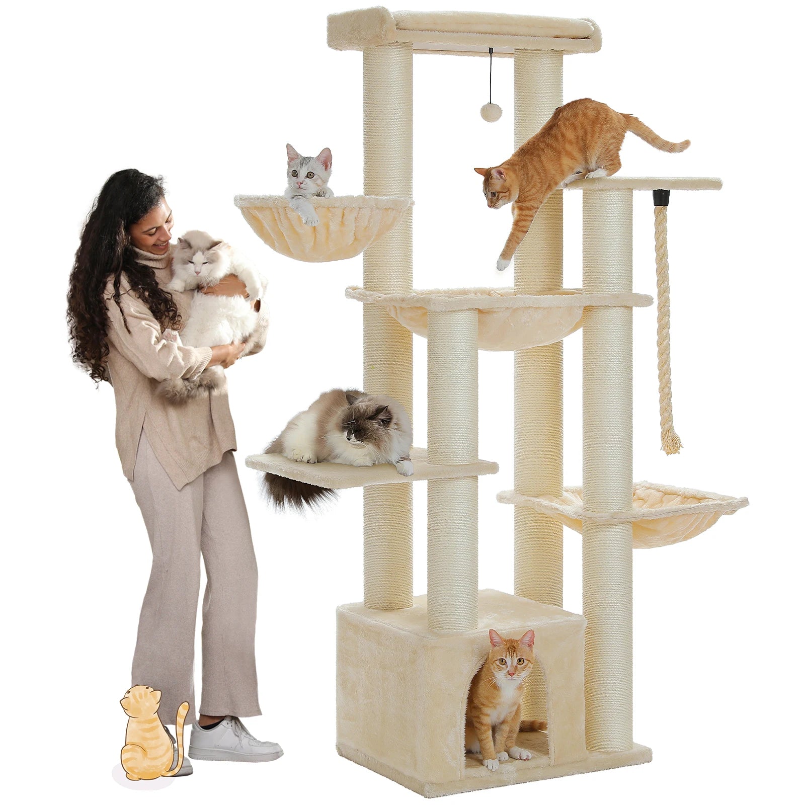 Big Cat Tree for Large Cats 11 Sisal Posts