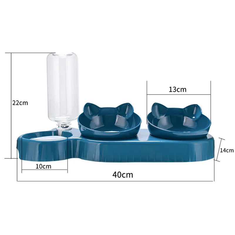 3-in-1 Pet Feeder with Automatic Water Dispenser & Double Bowls