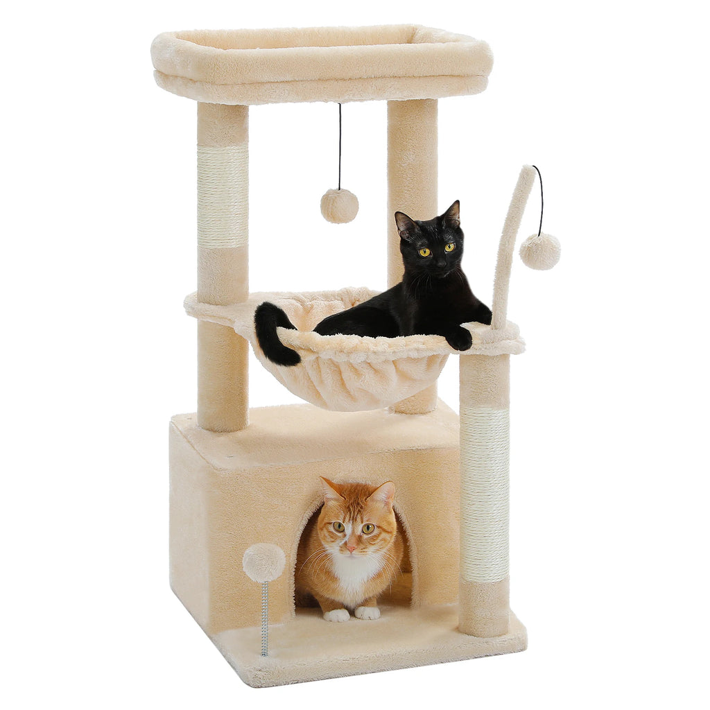 4-in-1 Cat Tree with Condo, Hammock & Scratching Post