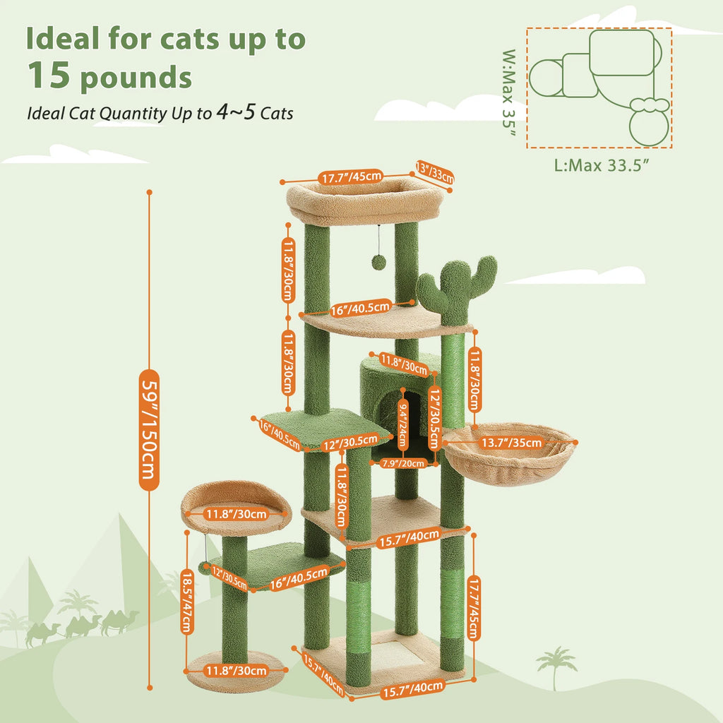 Cactus Tall Cat Tree for Large Cat