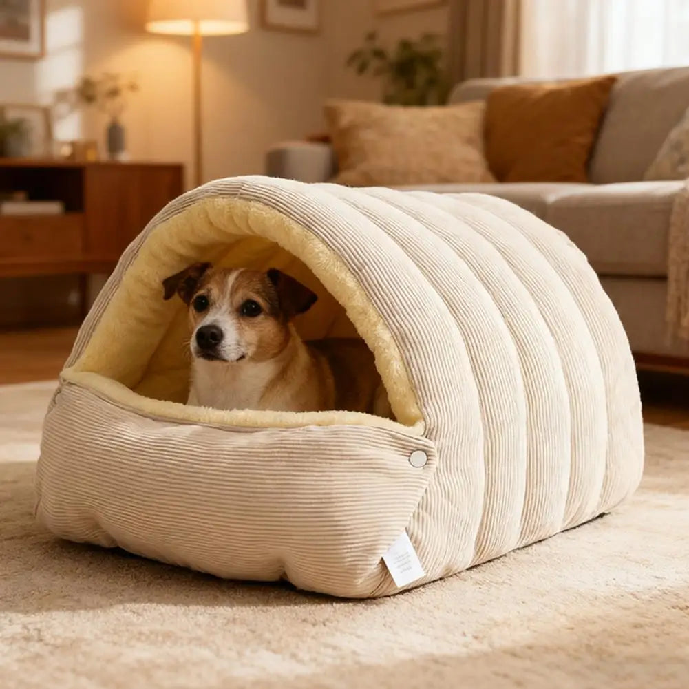 Winter Warm Pet Sleeping Nest – Soft Cave Bed for Cats & Puppies