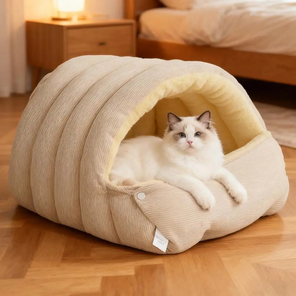 Winter Warm Pet Sleeping Nest – Soft Cave Bed for Cats & Puppies