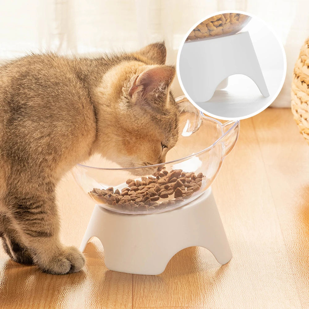 Transparent Non-Slip Pet Bowl with Stand – For Cats & Dogs