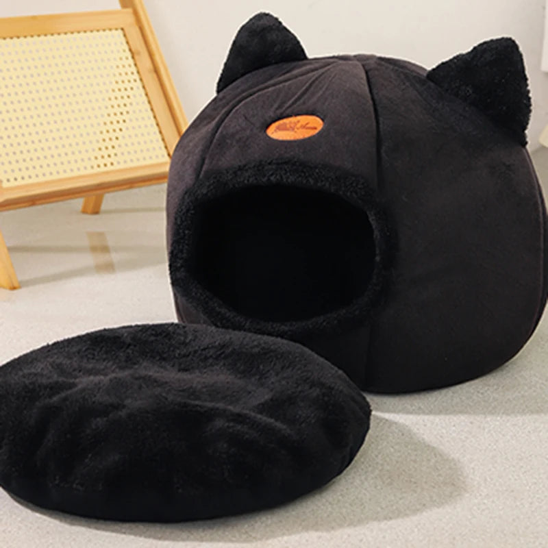 Comfortable Warm Cat Nest with Semi-Closed Design & Non-Slip Base