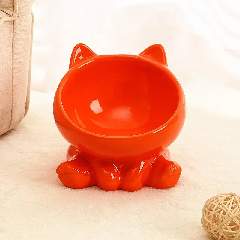 Ceramic Elevated Pet Bowl with Tilted Design