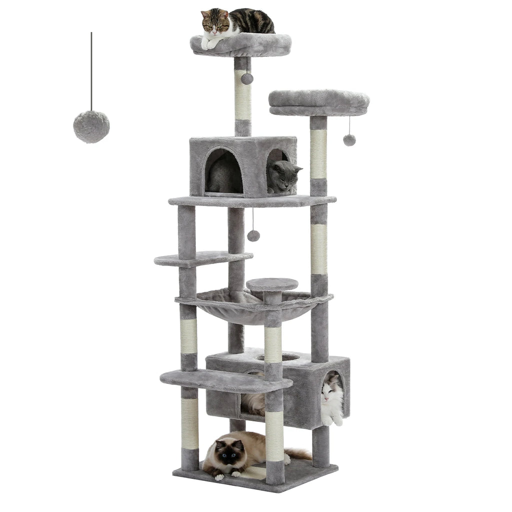 Large Cat Tree for Indoor Cats With Sisal-Covered Scratching Posts