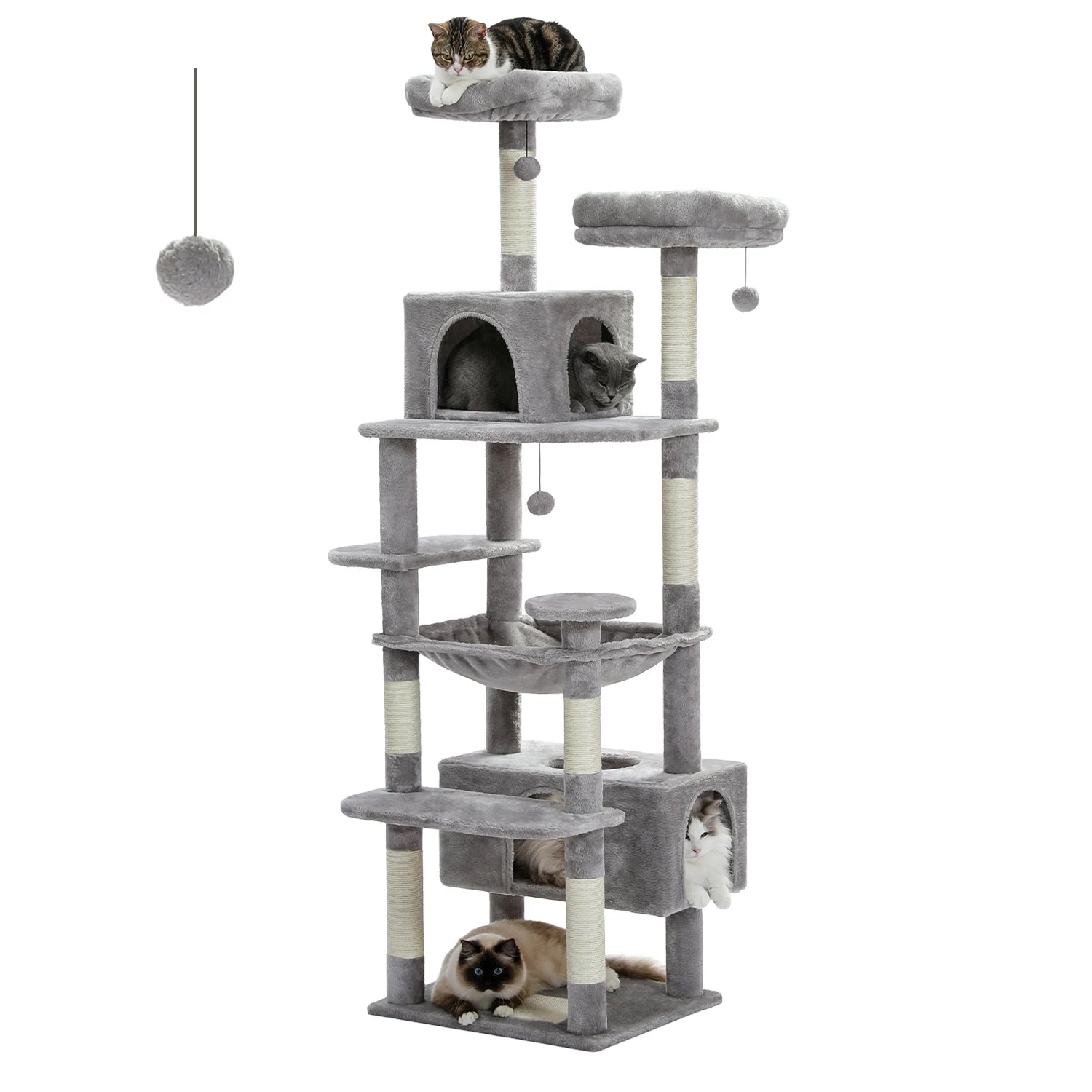 Large Cat Tree for Indoor Cats With Sisal-Covered Scratching Posts