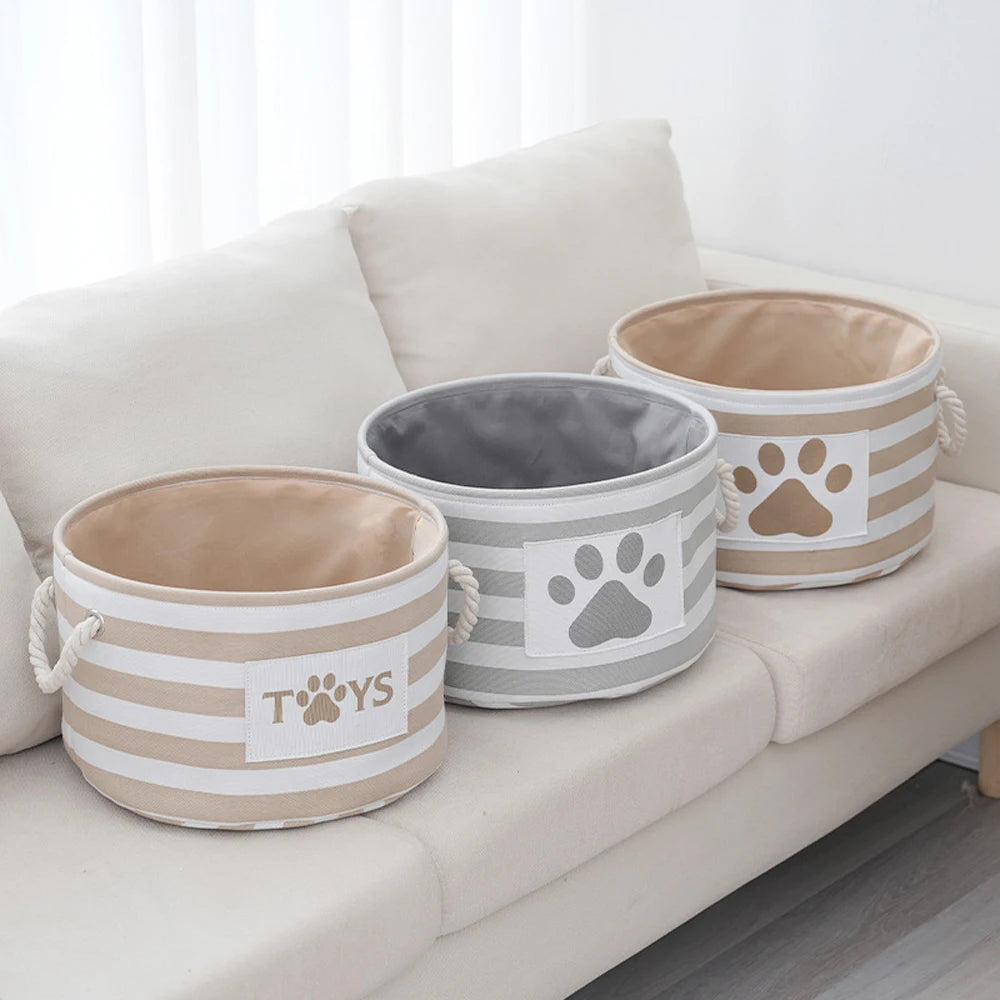 Striped Pet Toy Storage Basket