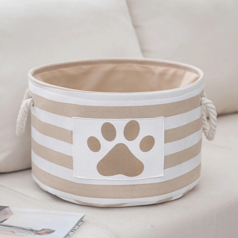 Striped Pet Toy Storage Basket