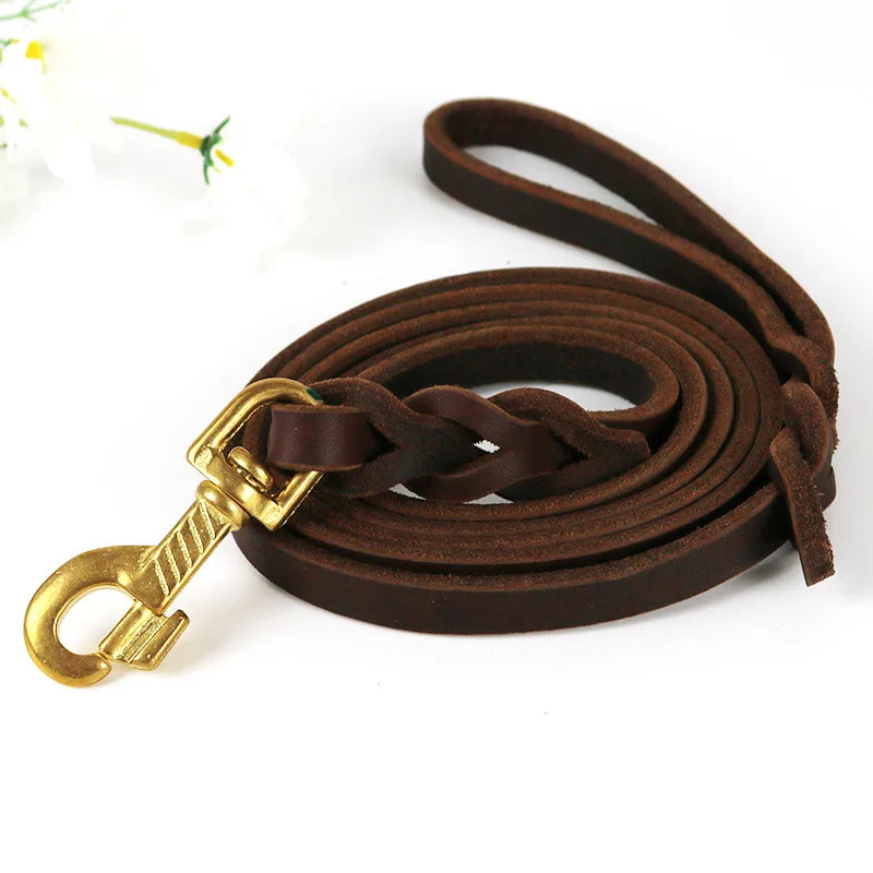 Heavy-Duty Braided Leather Dog Leash