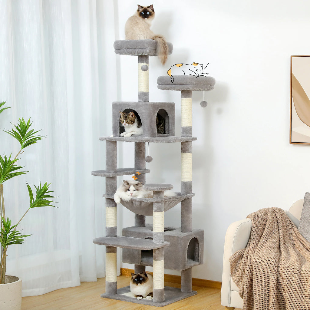 Large Cat Tree for Indoor Cats With Sisal-Covered Scratching Posts