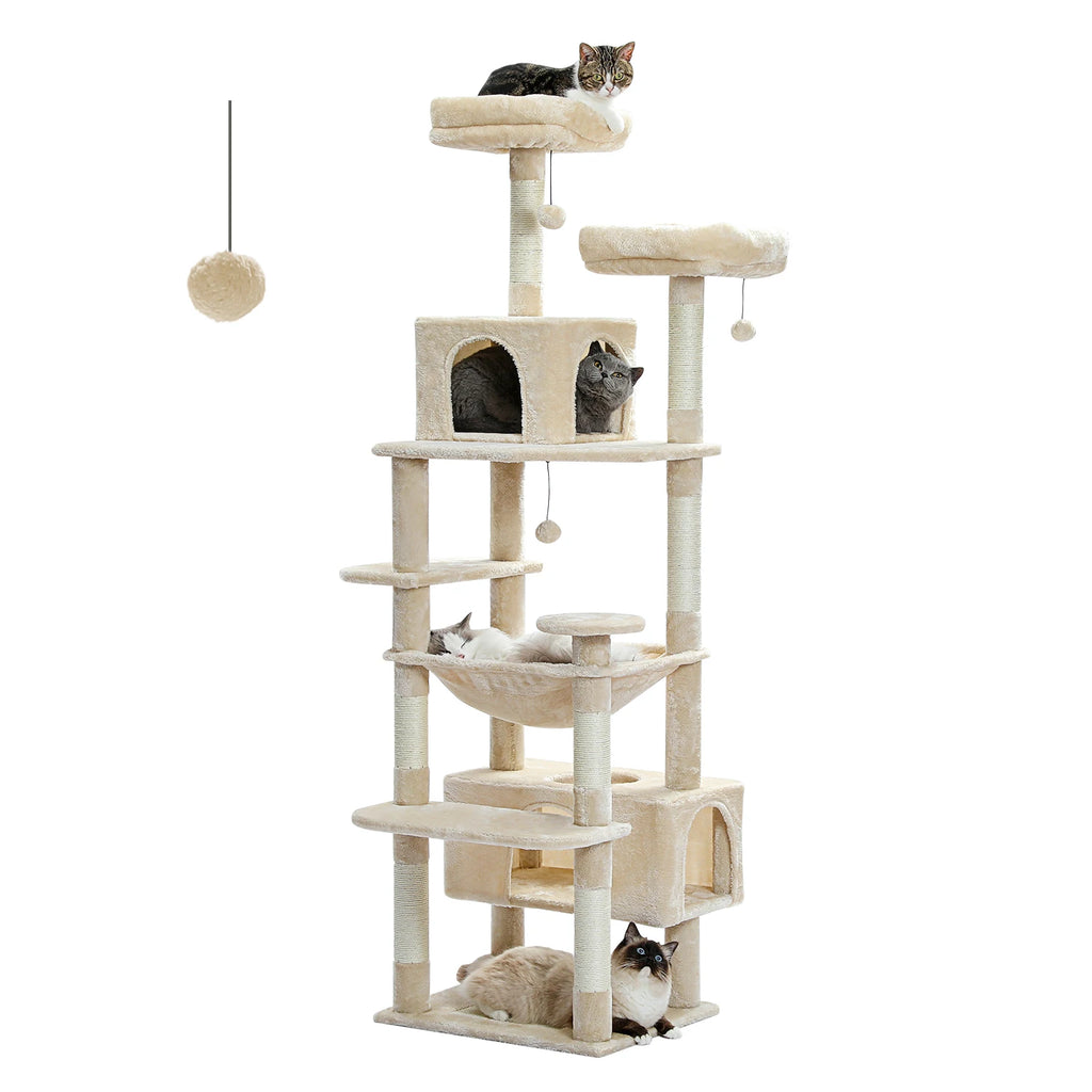 Large Cat Tree for Indoor Cats With Sisal-Covered Scratching Posts