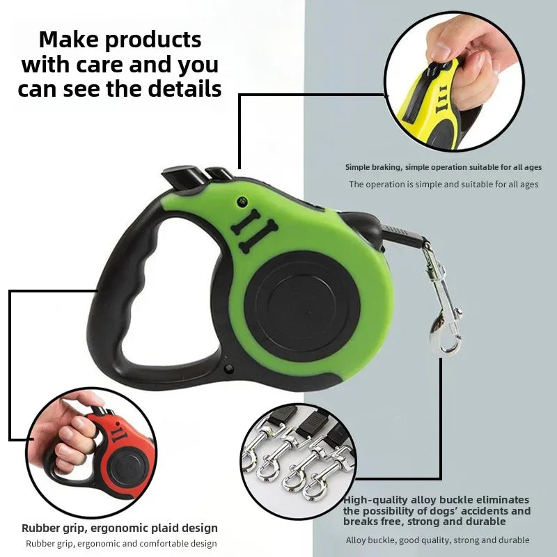 Retractable Nylon Dog Leash 3m / 5m