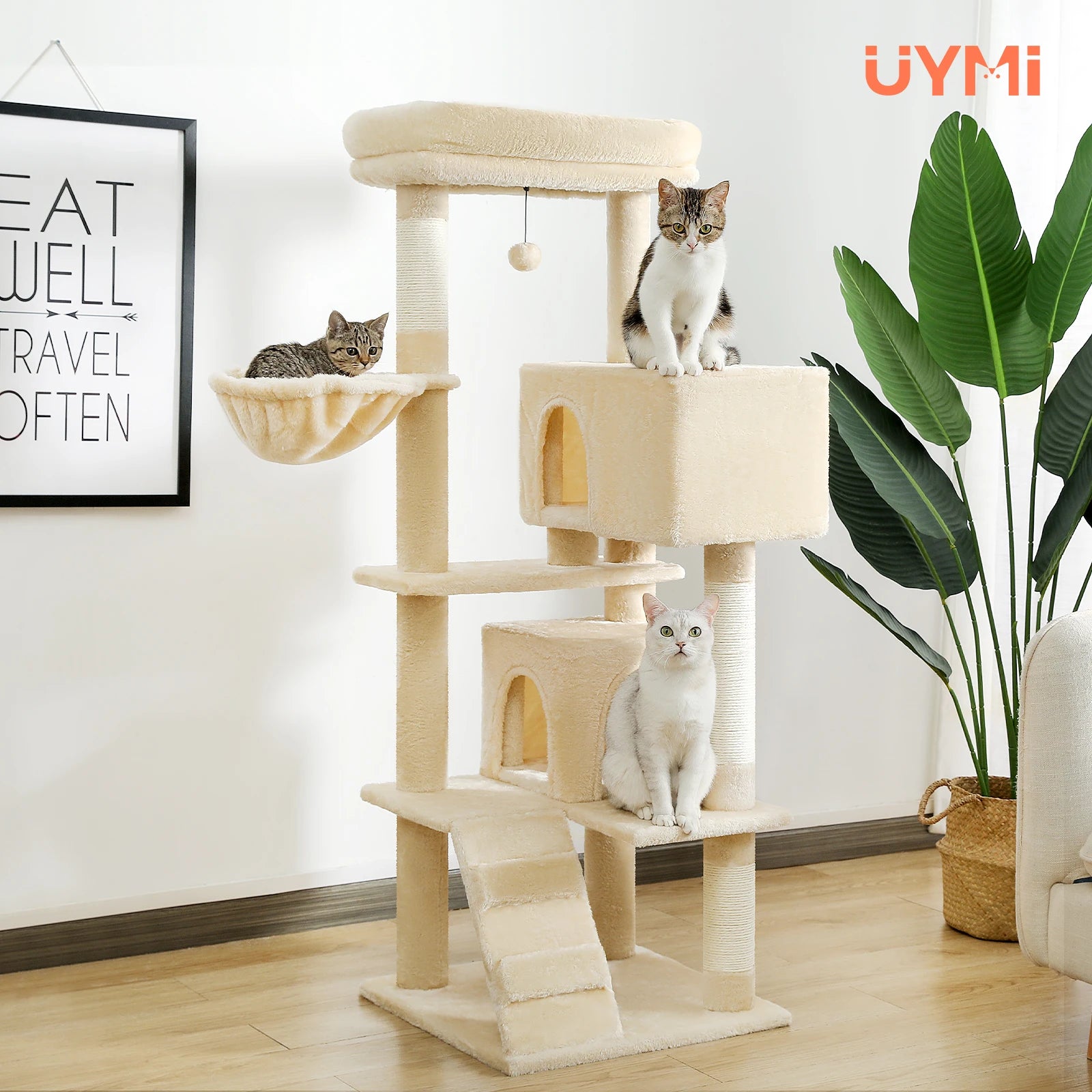 Cat Tree with Spacious Top Perch, Sisal Scratching Post