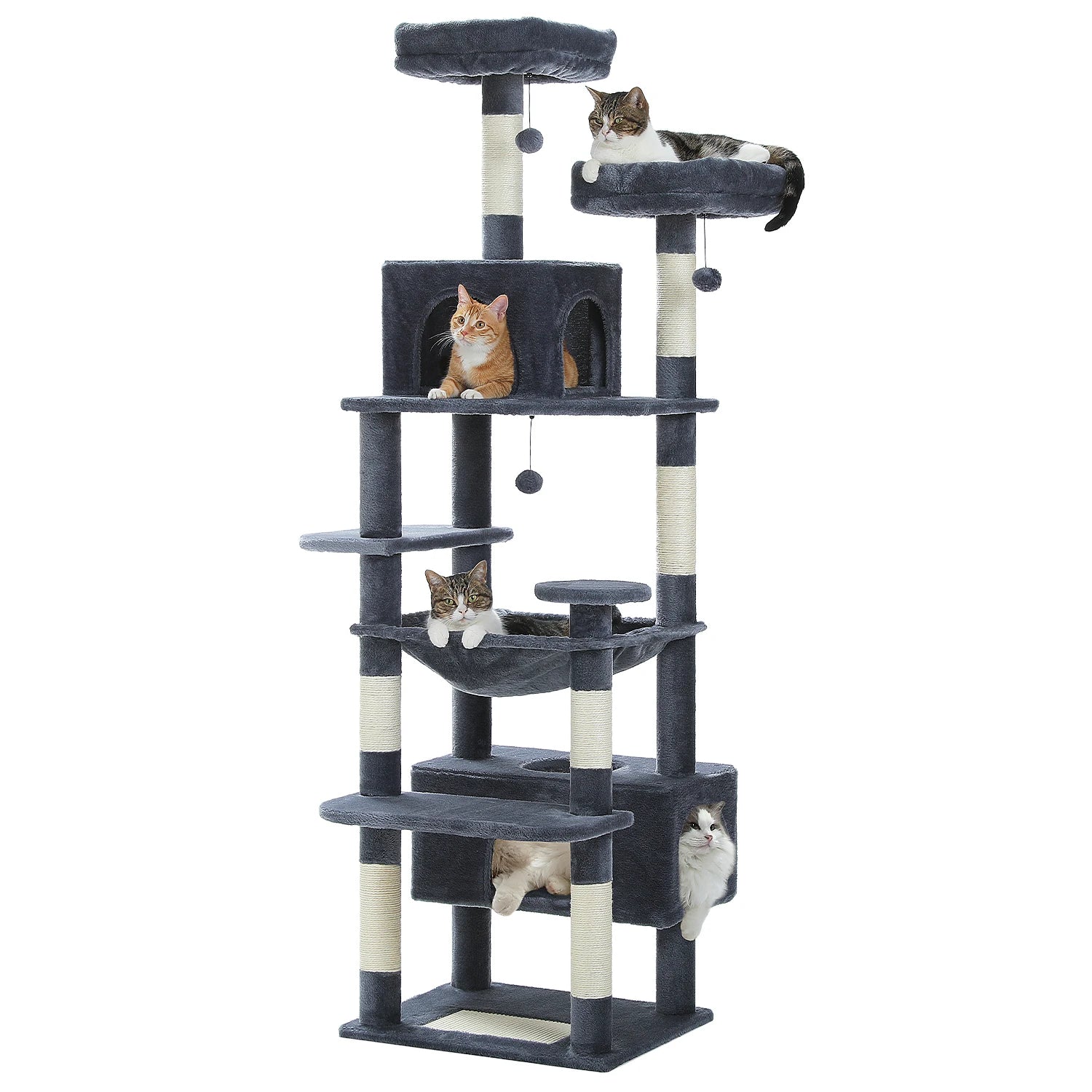 Large Cat Tree for Indoor Cats With Sisal-Covered Scratching Posts