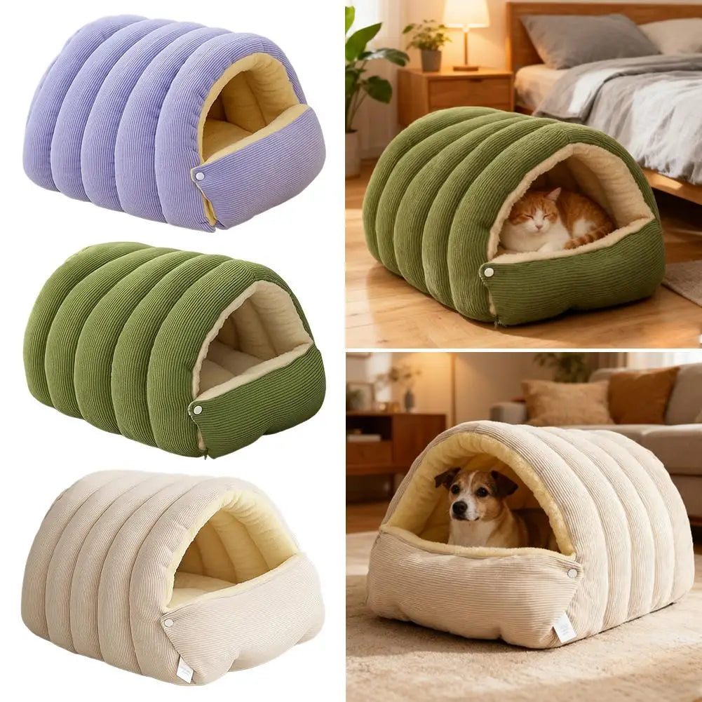 Winter Warm Pet Sleeping Nest – Soft Cave Bed for Cats & Puppies
