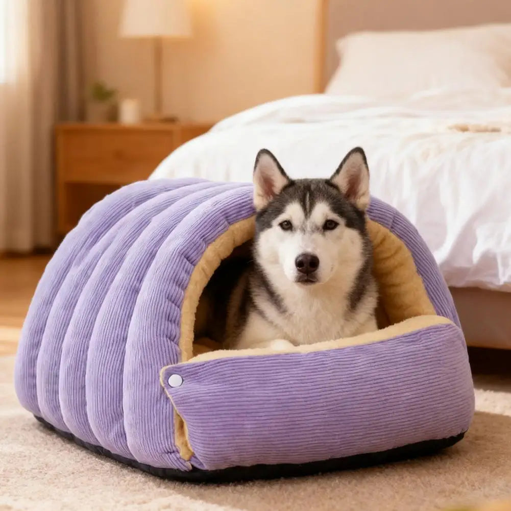 Winter Warm Pet Sleeping Nest – Soft Cave Bed for Cats & Puppies