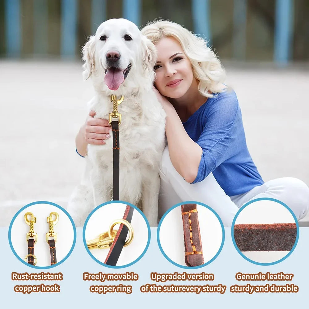 Multi-Function Leather Dog Leash
