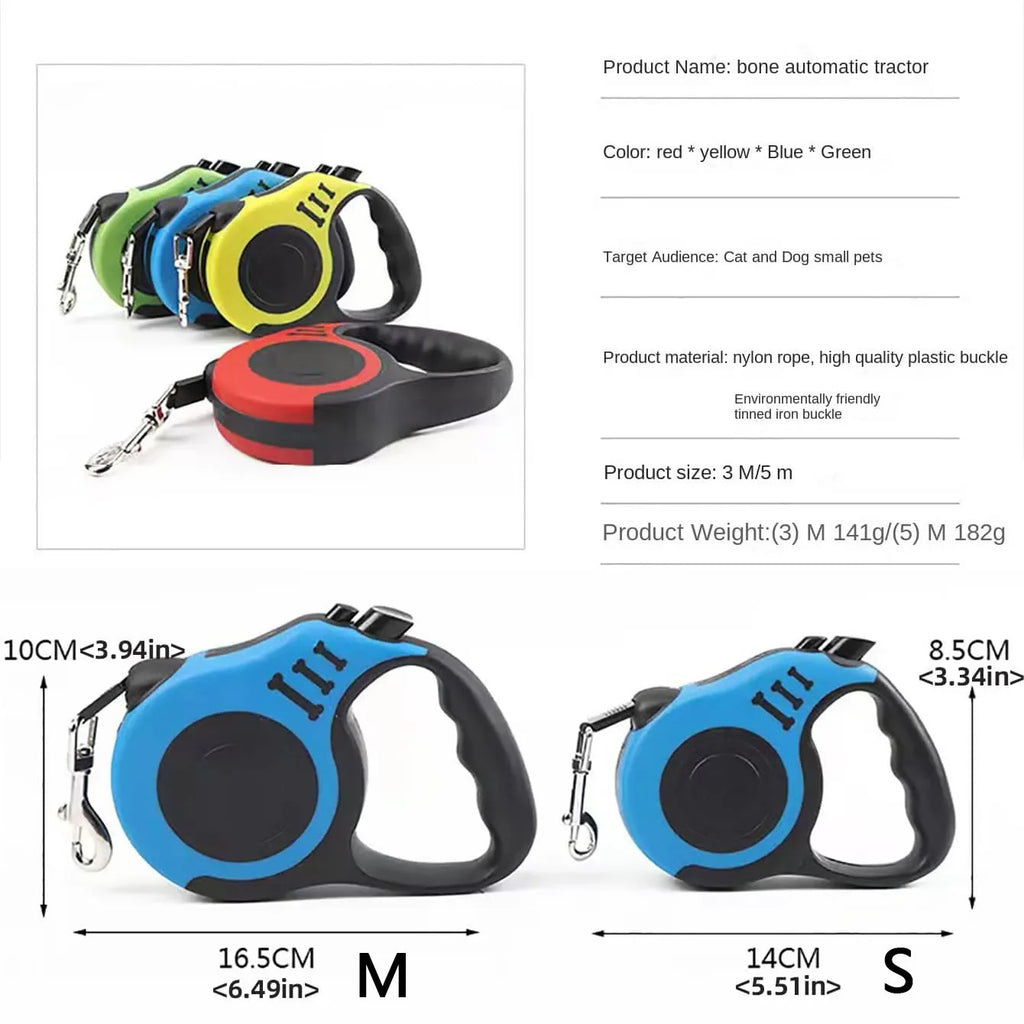 Retractable Nylon Dog Leash 3m / 5m