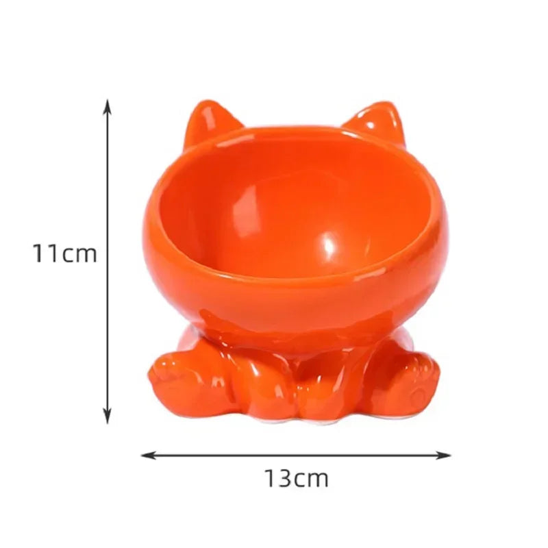 Ceramic Elevated Pet Bowl with Tilted Design