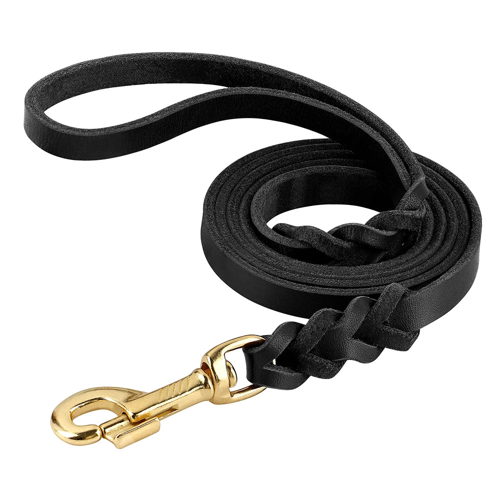 Heavy-Duty Braided Leather Dog Leash