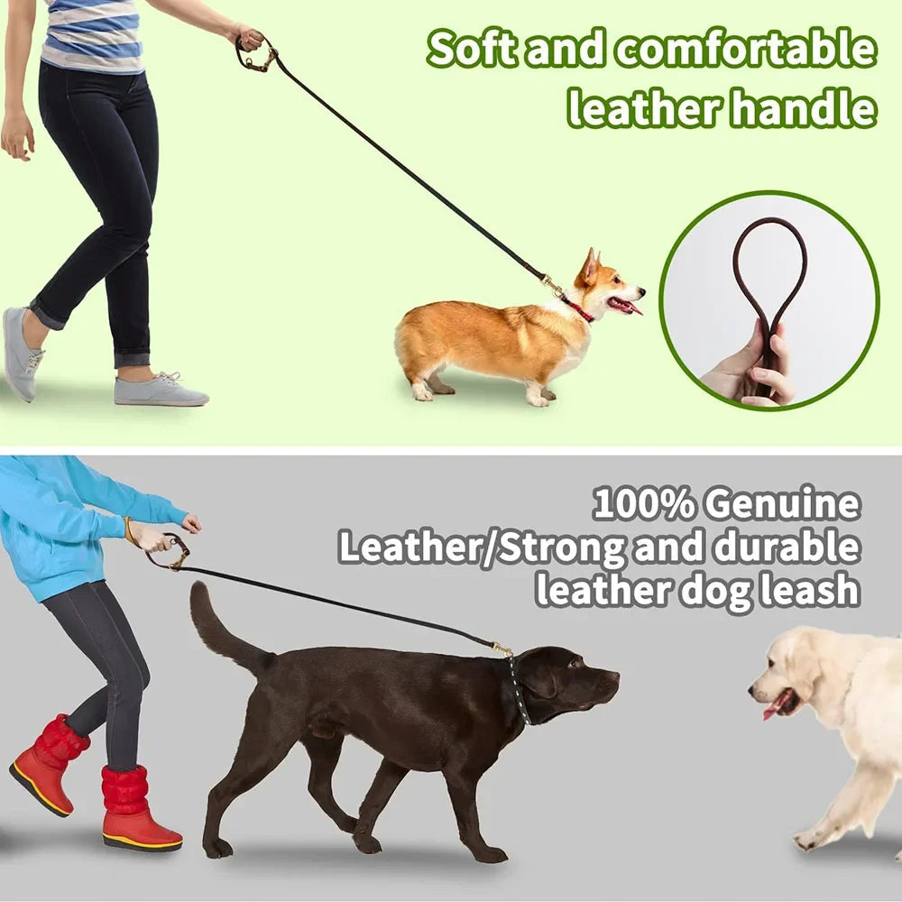 Multi-Function Leather Dog Leash