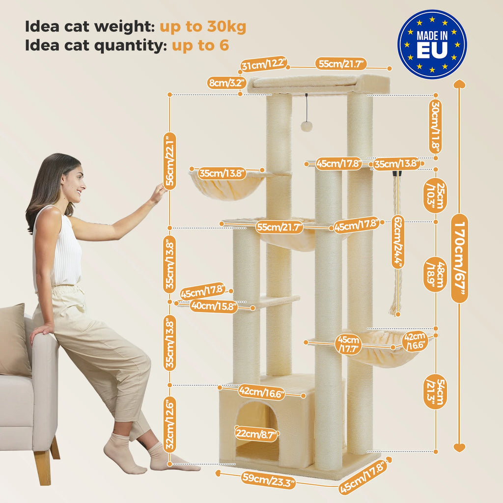 Big Cat Tree for Large Cats 11 Sisal Posts