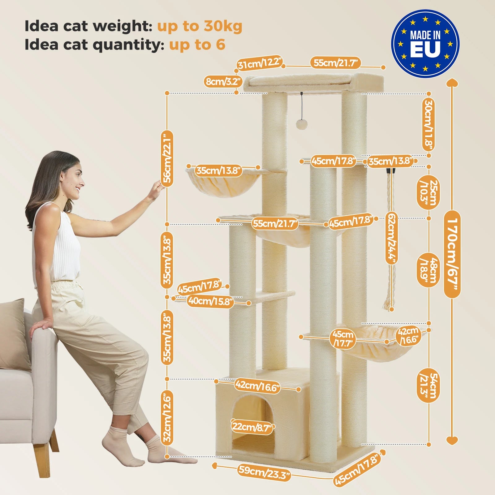 Big Cat Tree for Large Cats 11 Sisal Posts