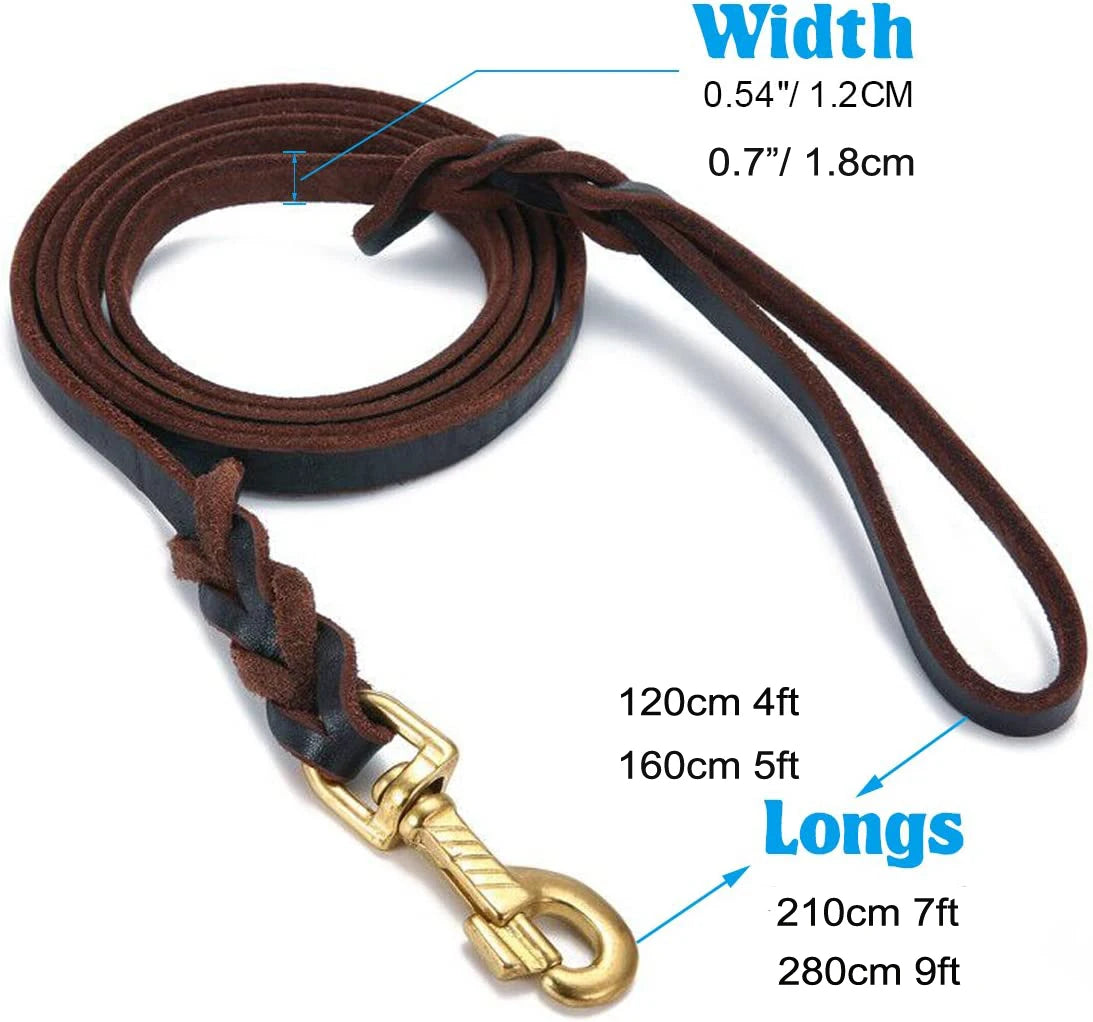 Heavy-Duty Braided Leather Dog Leash