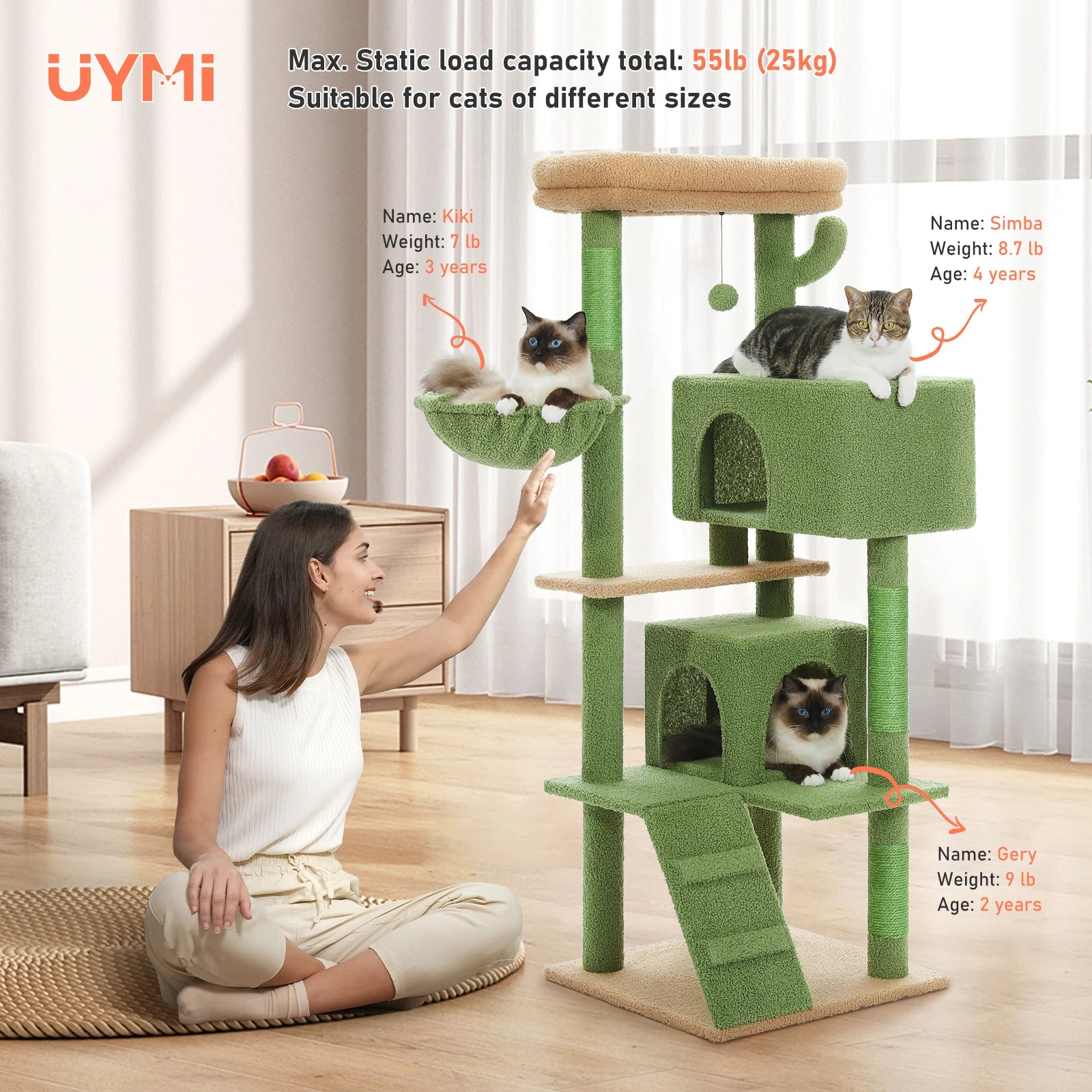 Cat Tree with Spacious Top Perch, Sisal Scratching Post