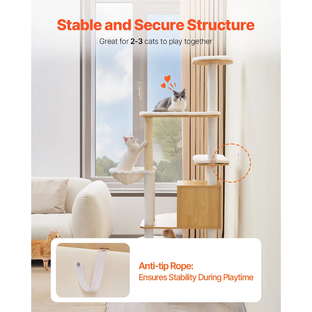 Large 68.9” Indoor Cat Tree with Cozy Perches