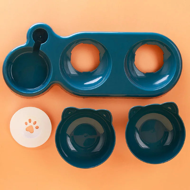 3-in-1 Pet Feeder with Automatic Water Dispenser & Double Bowls