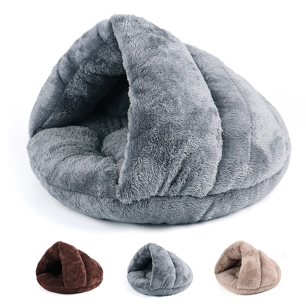 Soft Winter Plush Cat Bed – Deep Sleep Cave for Cats & Small Dogs