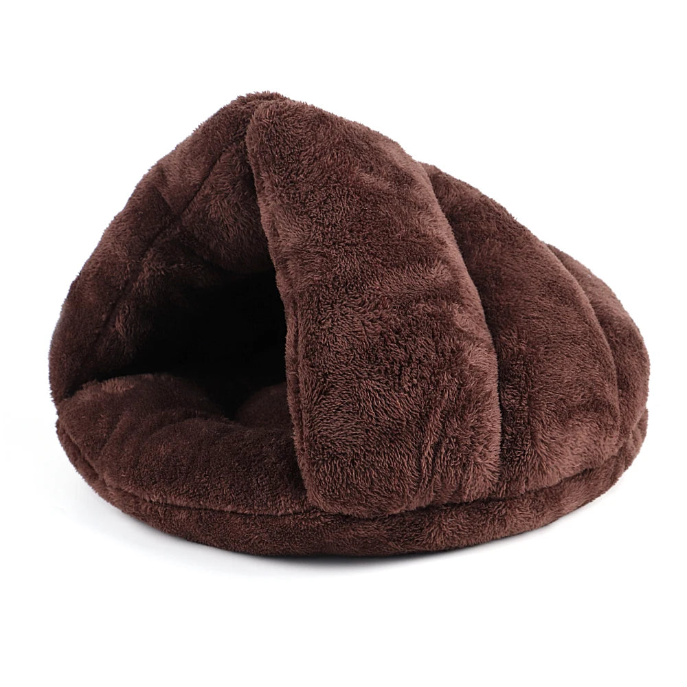 Soft Winter Plush Cat Bed – Deep Sleep Cave for Cats & Small Dogs