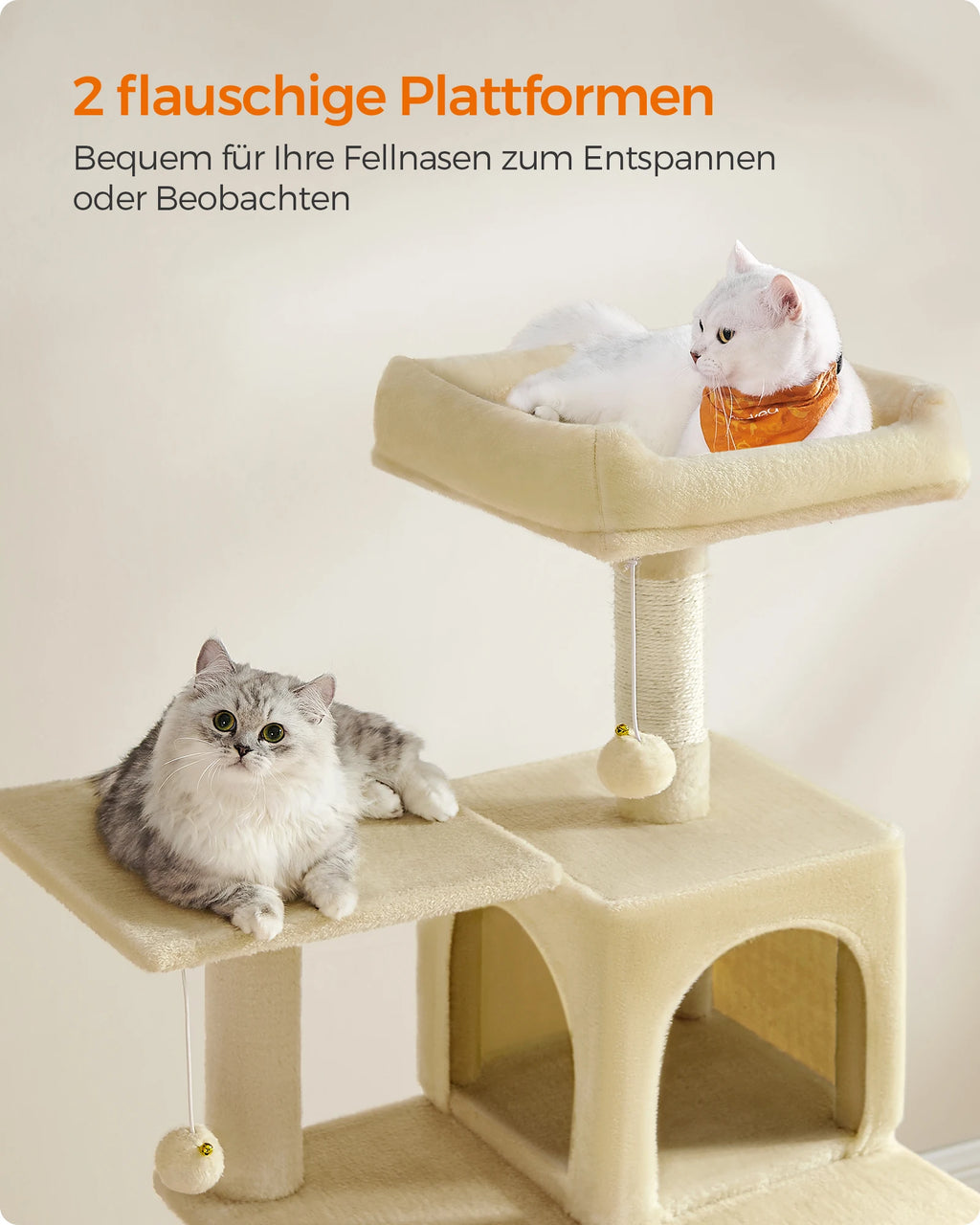 Scratching post, 143 cm high, cat tree,, with 4 scratching pillars