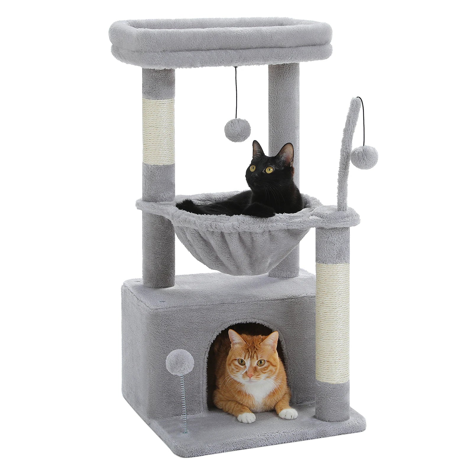 4-in-1 Cat Tree with Condo, Hammock & Scratching Post