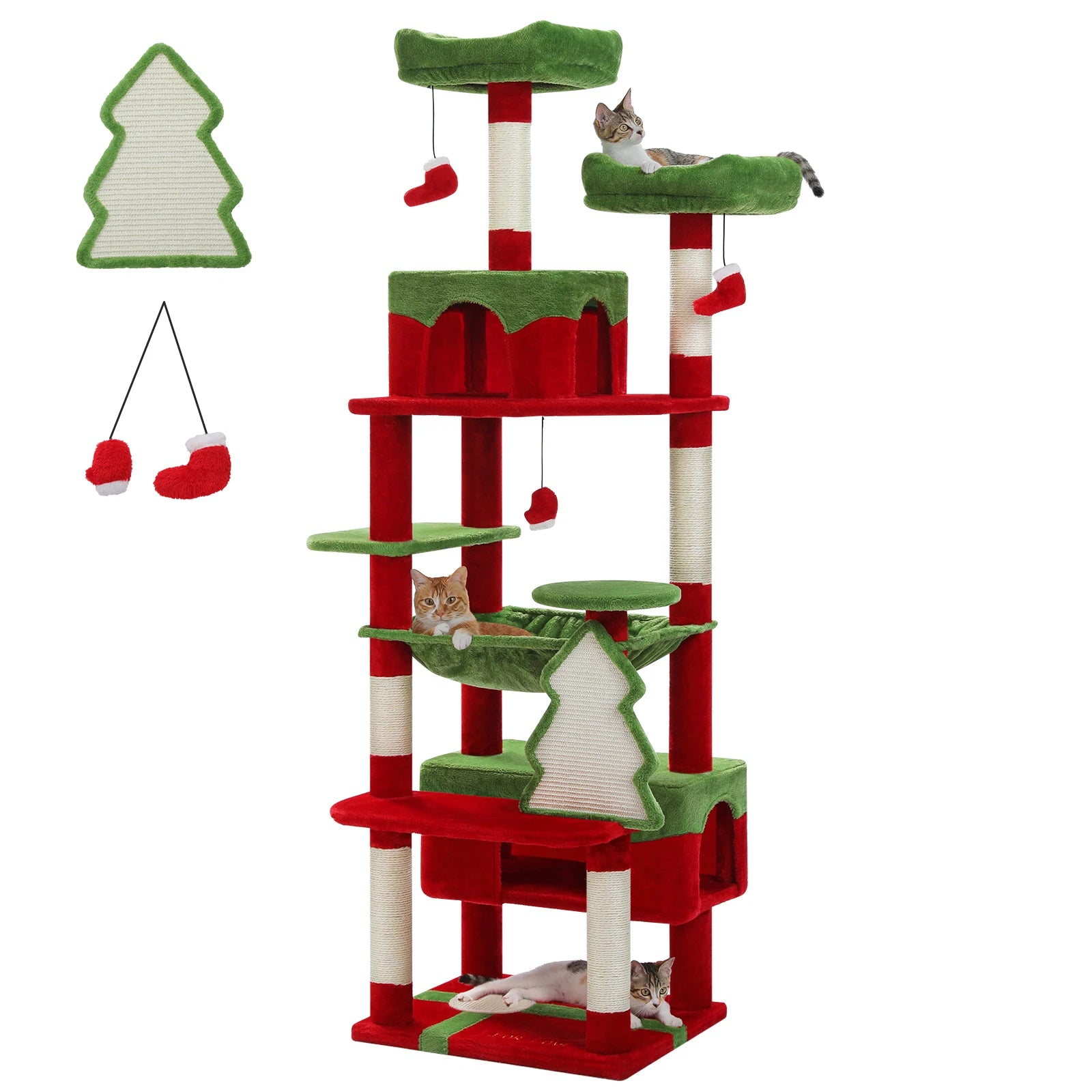 Large Cat Tree for Indoor Cats With Sisal-Covered Scratching Posts