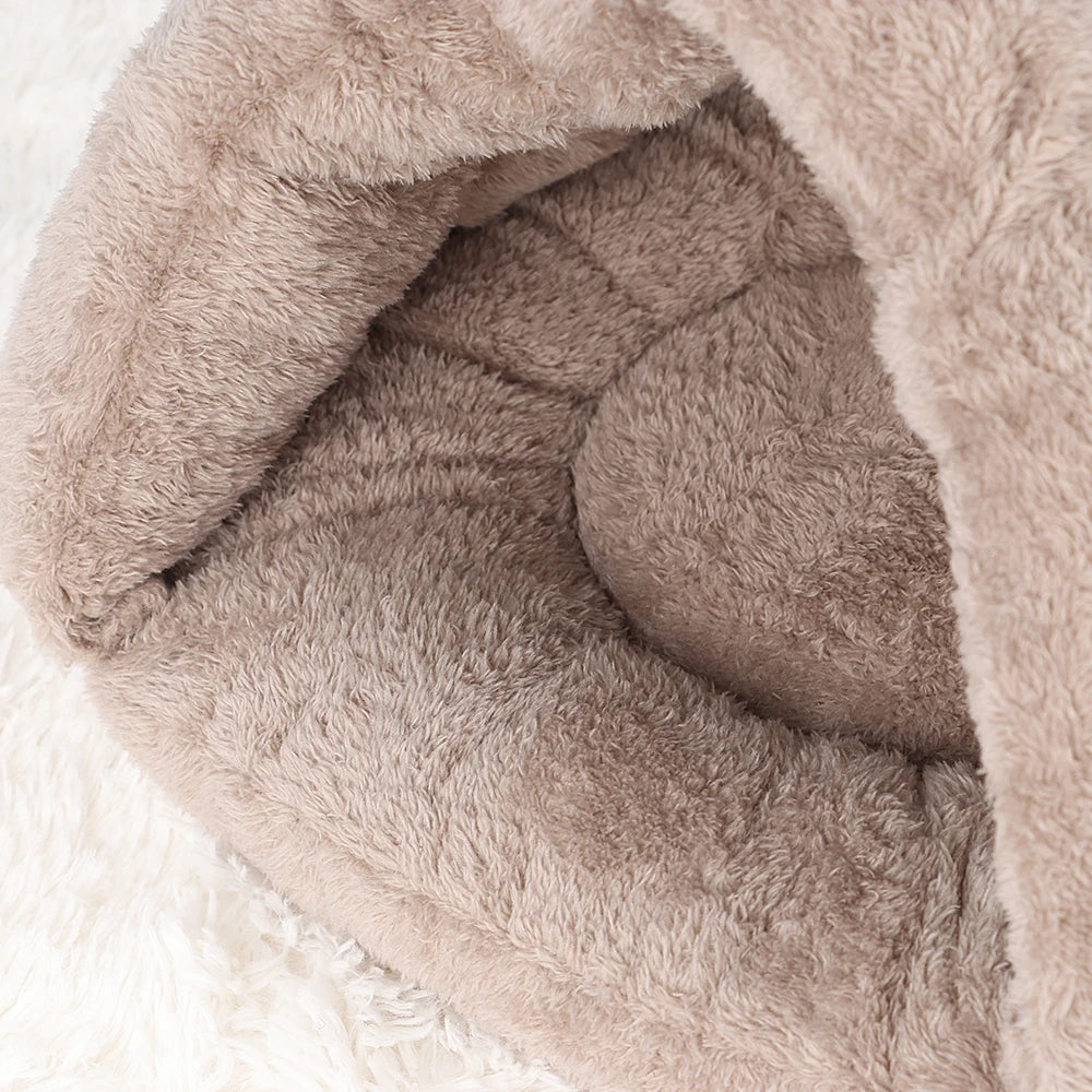 Soft Winter Plush Cat Bed – Deep Sleep Cave for Cats & Small Dogs