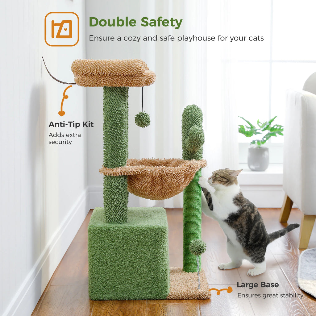 4-in-1 Cat Tree with Condo, Hammock & Scratching Post