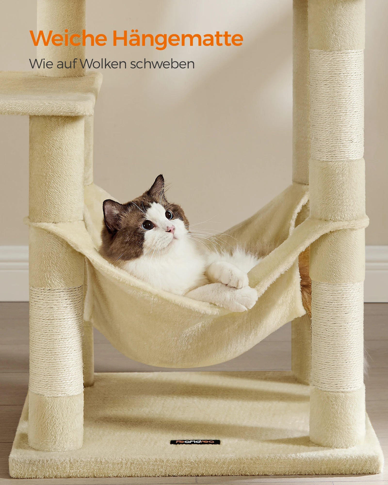 Scratching post, 143 cm high, cat tree,, with 4 scratching pillars